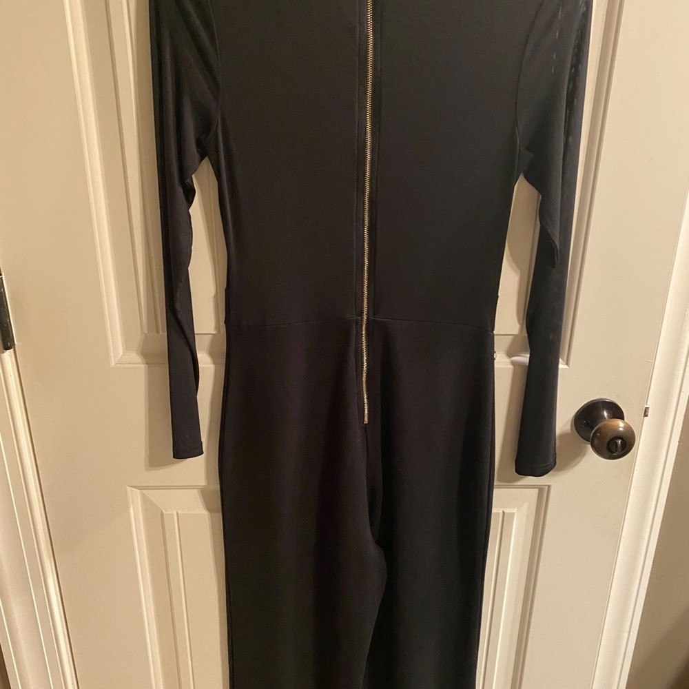 Black mesh jumpsuit